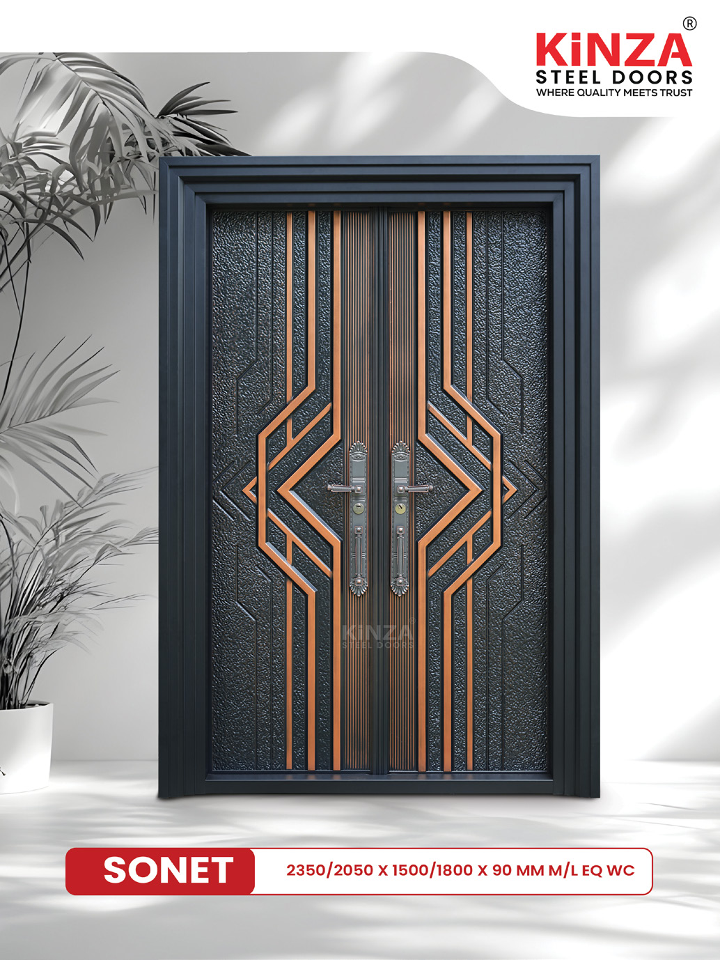 Siddhi Galvalume Steel Entrance Door - Siddhi SONET Double Architectural Door