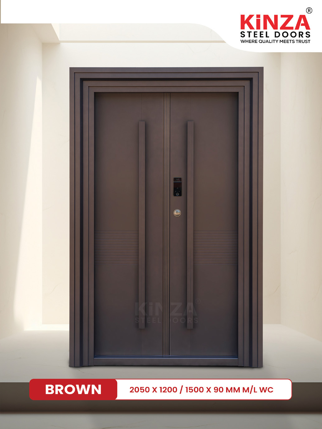 Siddhi Galvalume Steel Entrance Door - Siddhi BROWN Contemporary Door