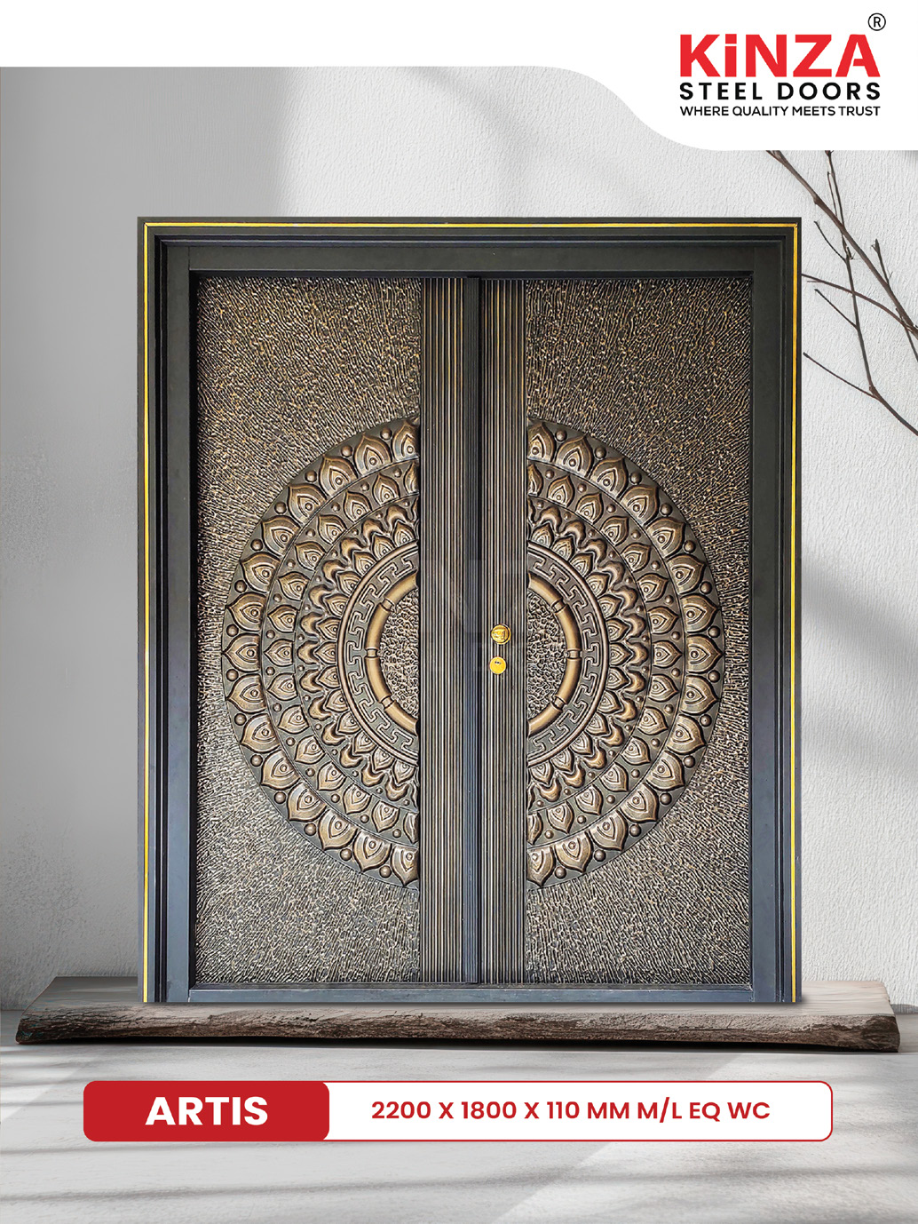 Siddhi Galvalume Steel Entrance Door - Siddhi ARTIS Grand Double Door