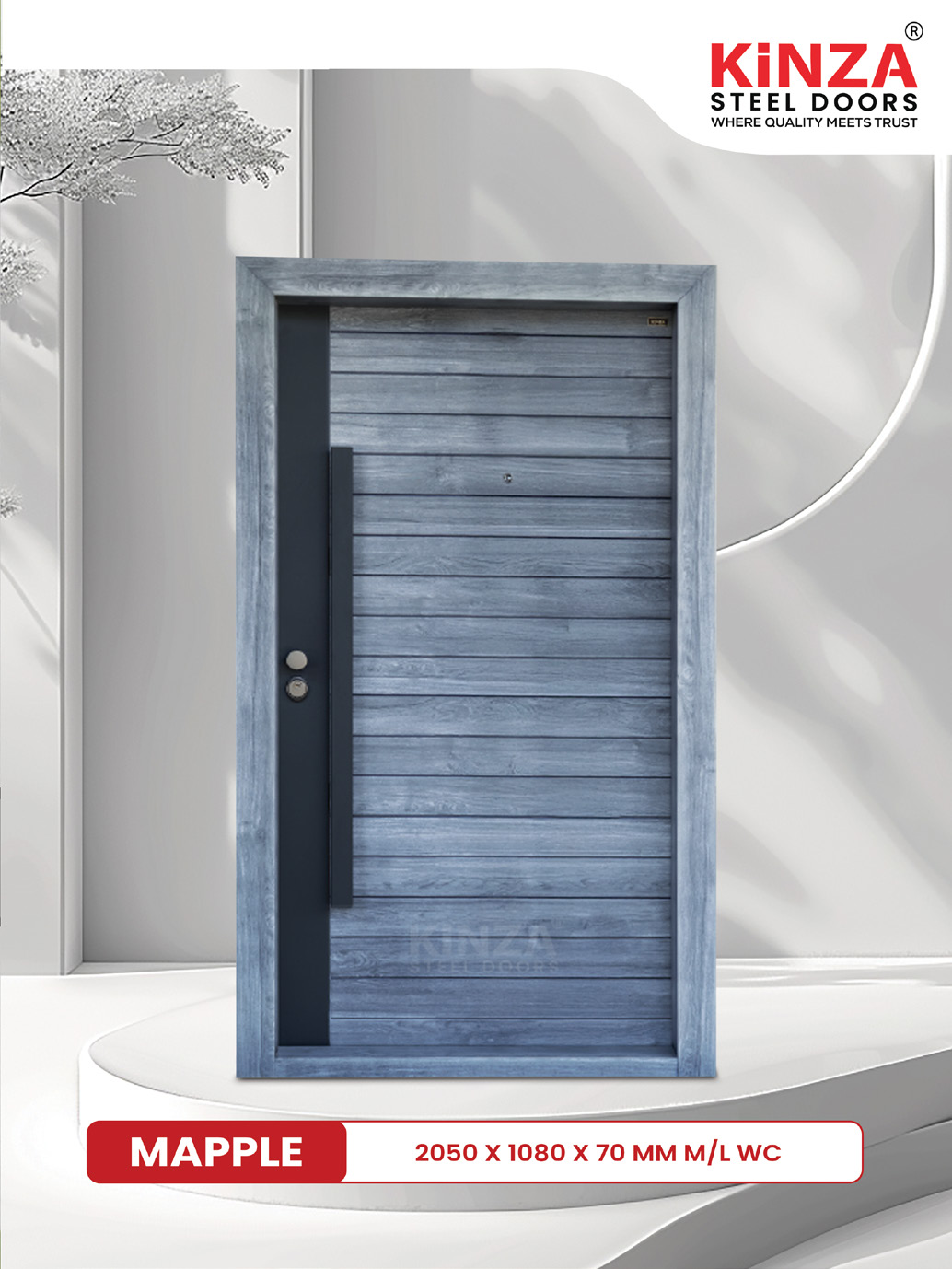 Siddhi Galvalume Steel Entrance Door - Siddhi MAPPLE Single Grey Door