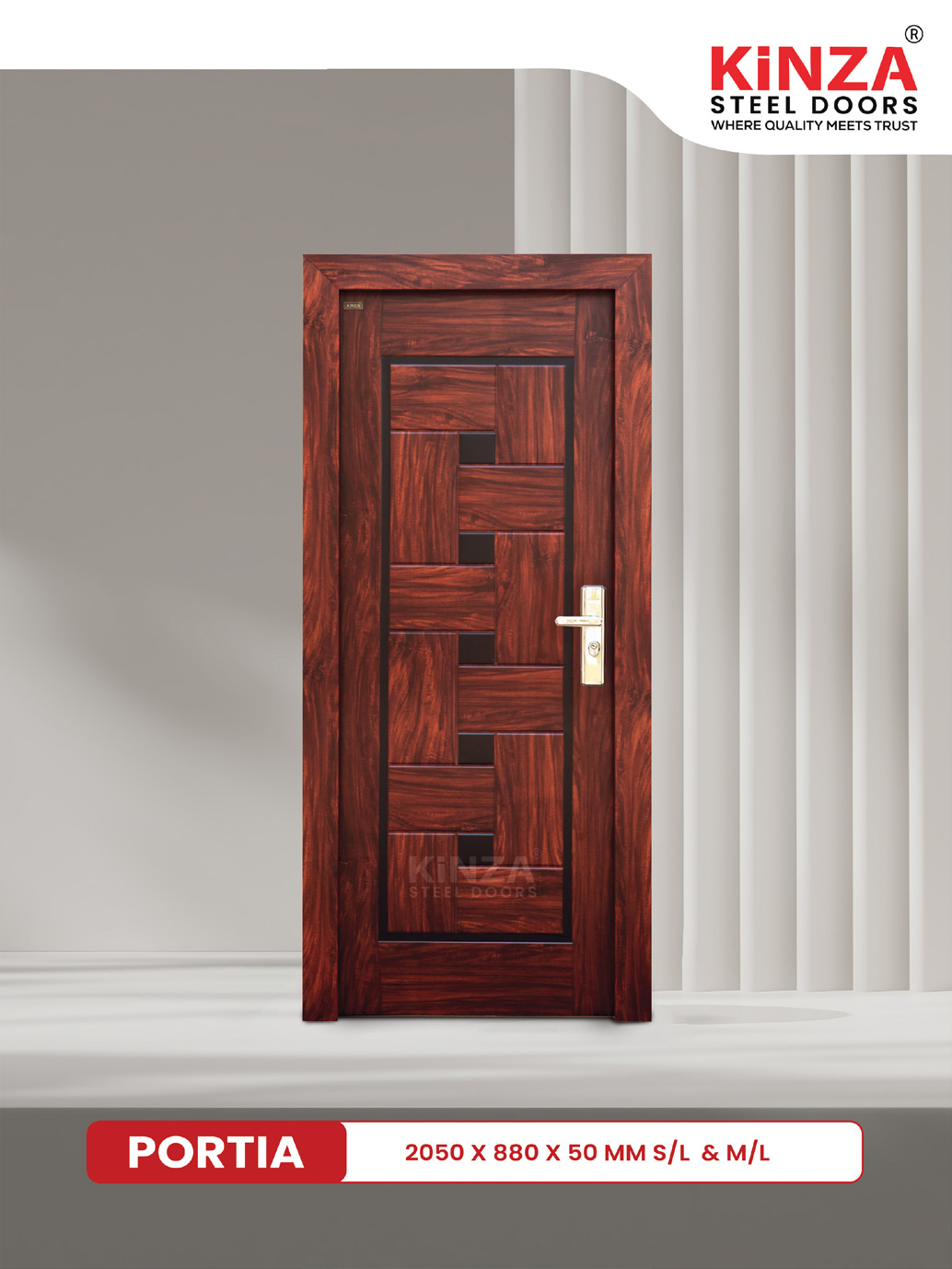 Siddhi Galvalume Steel Entrance Door - Siddhi PORTIA Slim Single Door