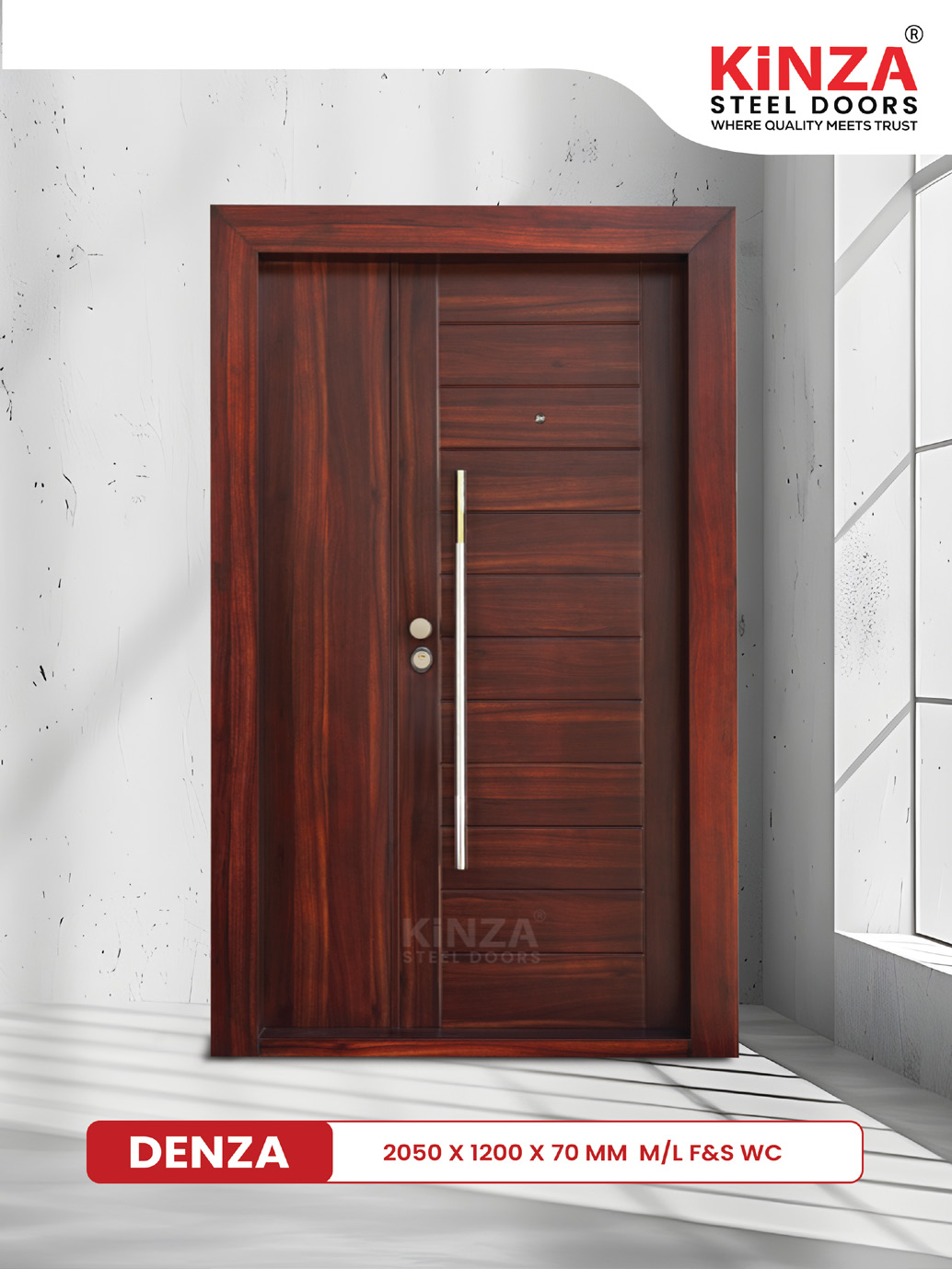 Siddhi Galvalume Steel Entrance Door - Siddhi DENZA Long Handle Double Door