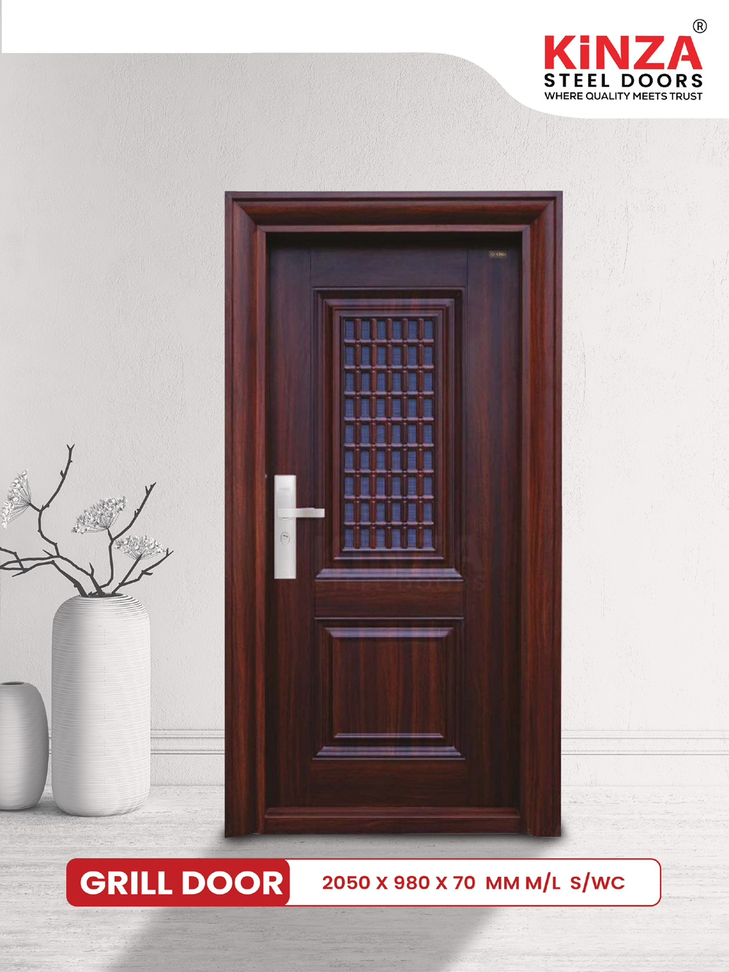 Siddhi Galvalume Steel Entrance Door - Siddhi Classic Grill Security Door