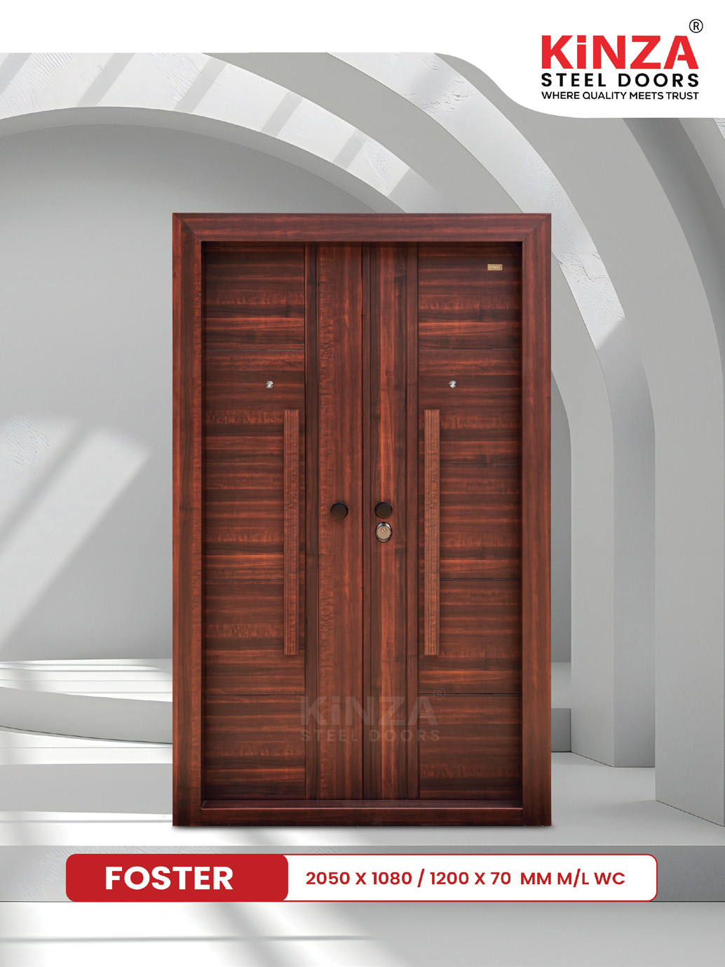 Siddhi Galvalume Steel Entrance Door - Siddhi FOSTER Double Woodgrain Door