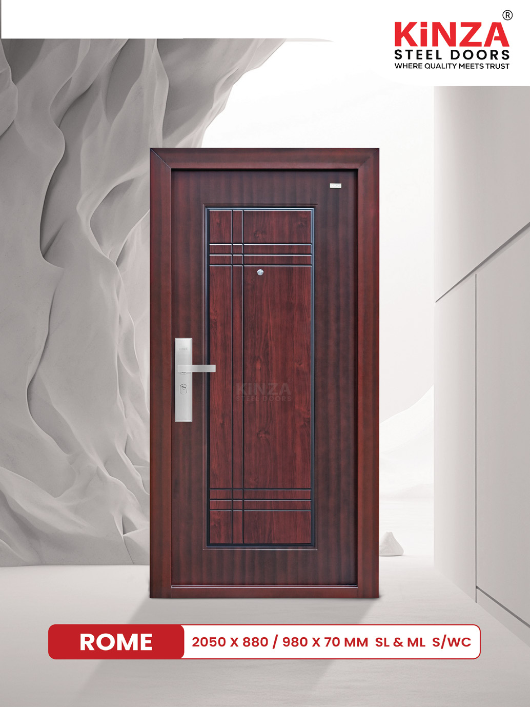 Siddhi Galvalume Steel Entrance Door - Siddhi ROME Architectural Steel Door