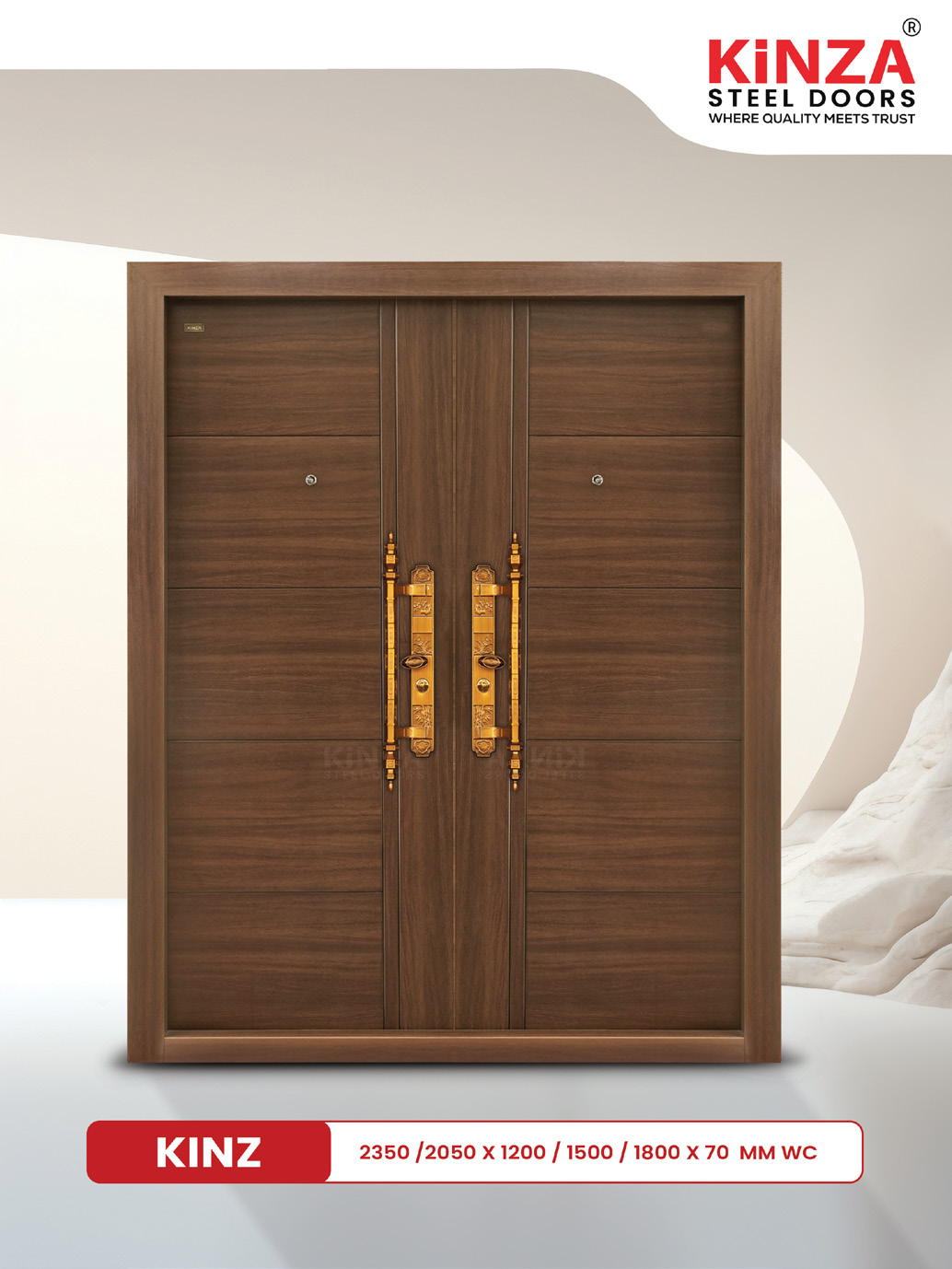 Siddhi Galvalume Steel Entrance Door - Siddhi KINZ Grand Double Door