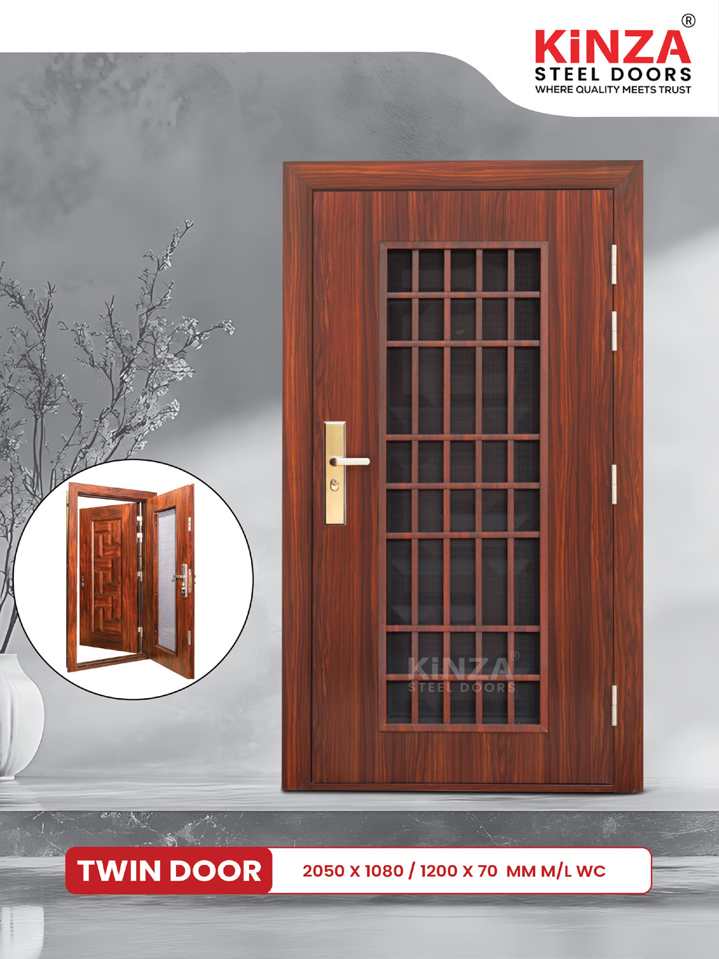 Siddhi Galvalume Steel Entrance Door - Siddhi TWIN DOOR Dual Security Portal