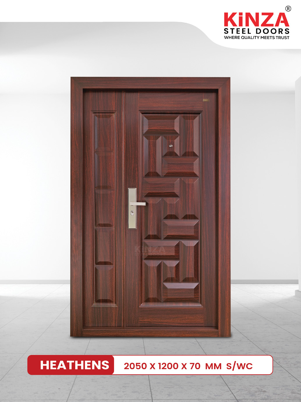 Siddhi Galvalume Steel Entrance Door - Siddhi HEATHENS Geometric Double Door