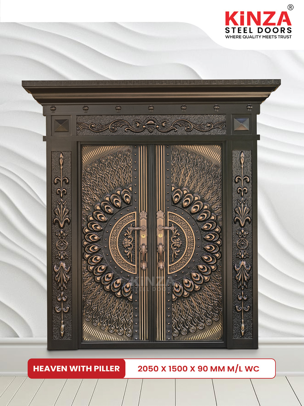 Siddhi Galvalume Steel Entrance Door - Siddhi HEAVEN WITH PILLER Grand Door