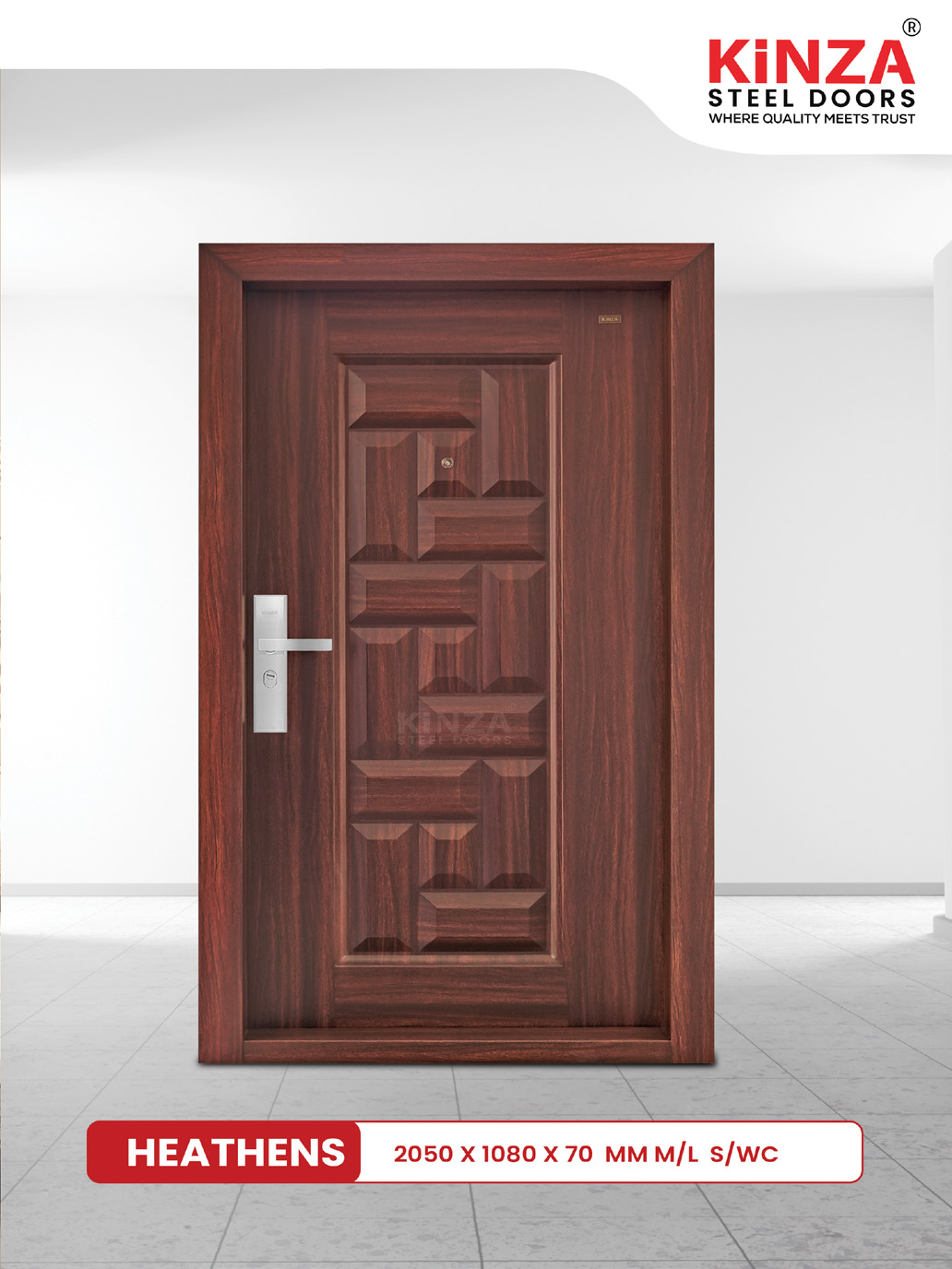 Siddhi Galvalume Steel Entrance Door - Siddhi HEATHENS Geometric Single Door