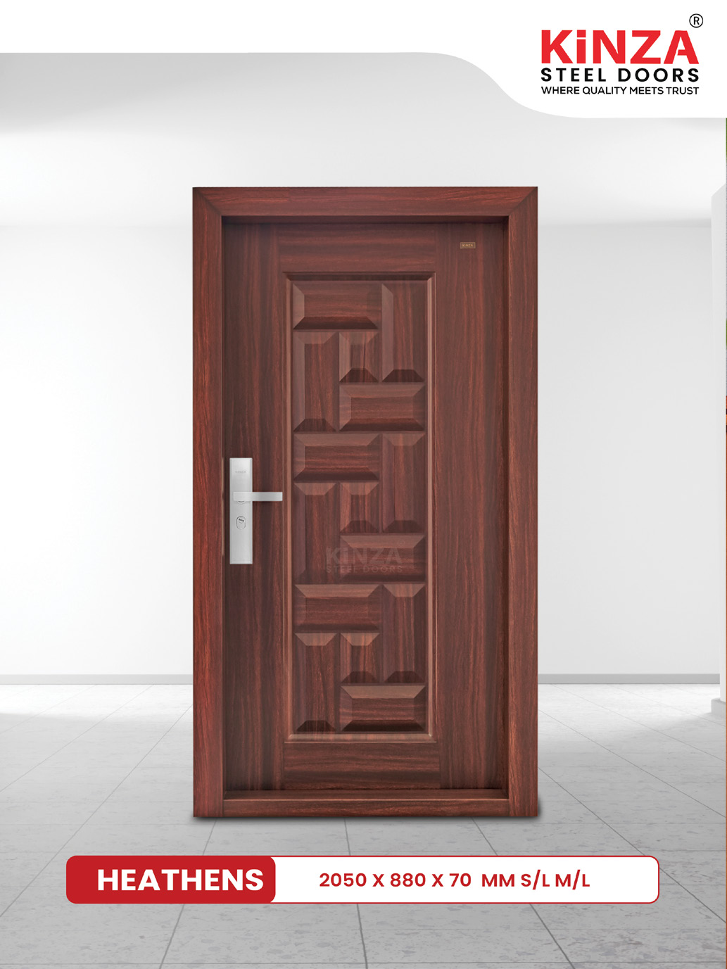 Siddhi Galvalume Steel Entrance Door - Siddhi HEATHENS Slim Single Door