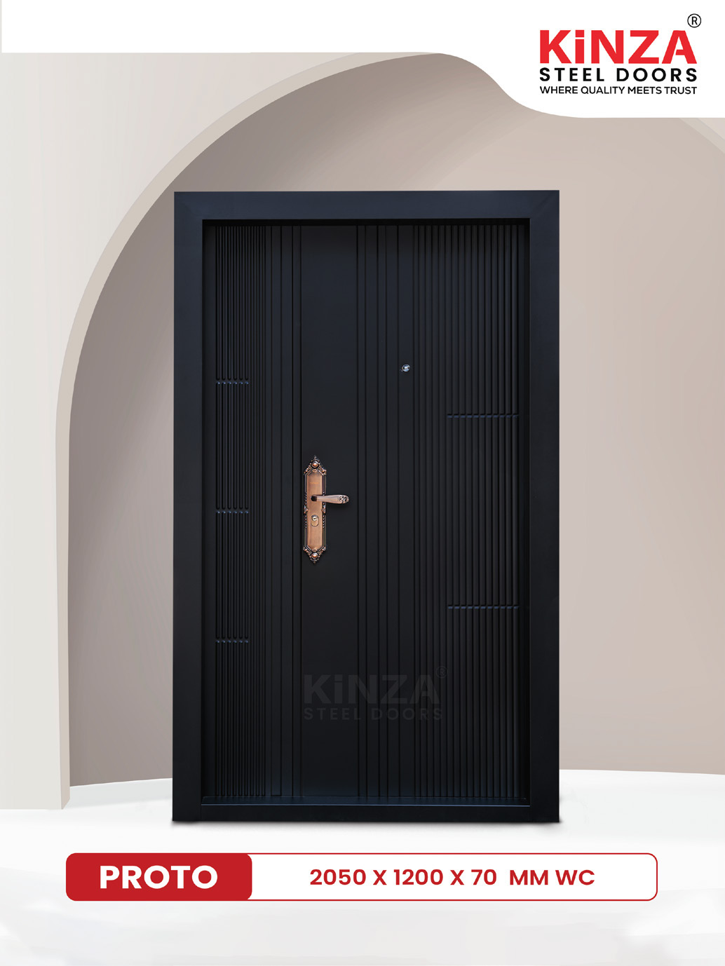 Siddhi Galvalume Steel Entrance Door - Siddhi PROTO Modern Matte Black Door