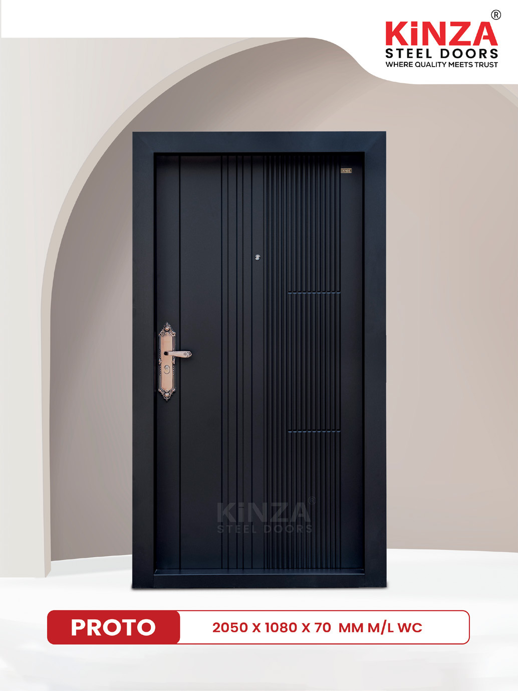 Siddhi Galvalume Steel Entrance Door - Siddhi PROTO Single Matte Black Door