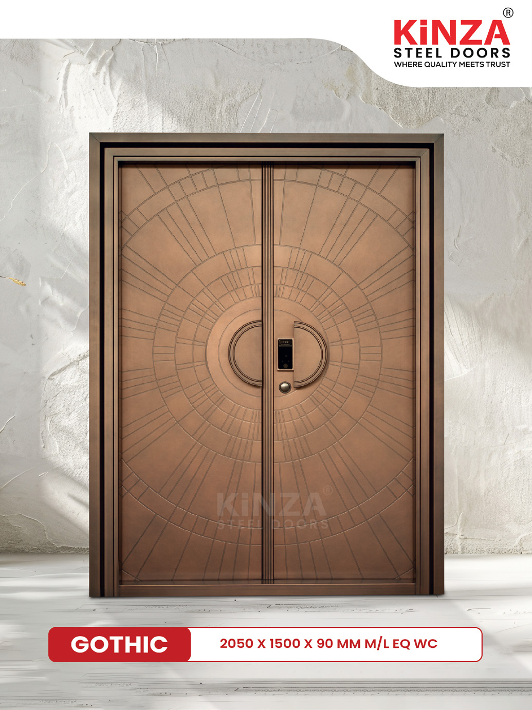 Siddhi Galvalume Steel Entrance Door - Siddhi GOTHIC Grand Sunburst Double Door