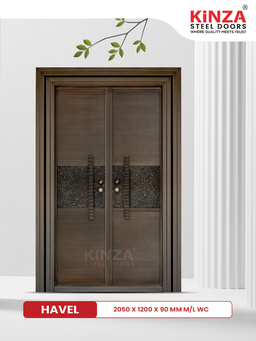 Siddhi Galvalume Steel Entrance Door - Siddhi HAVEL Antique Bronze Double Door