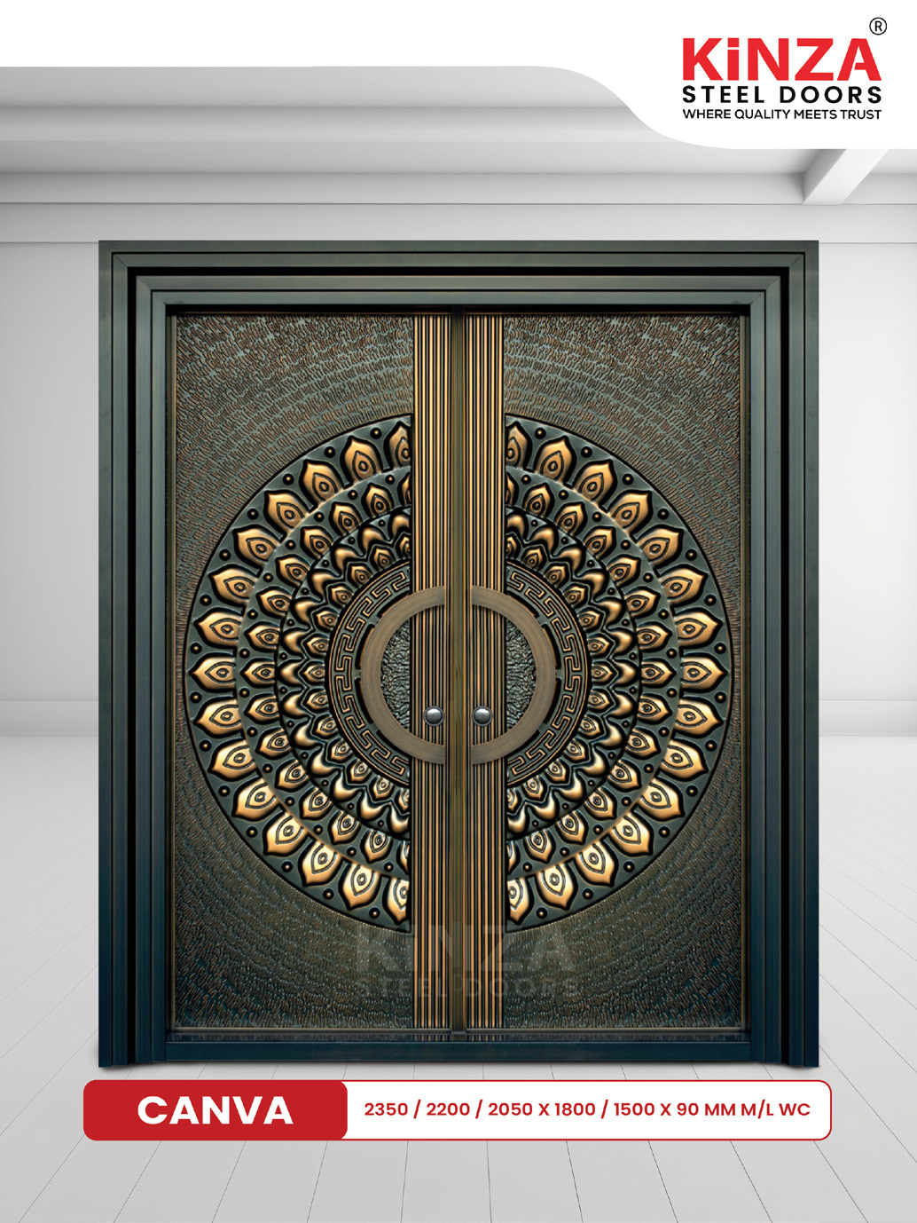 Siddhi Galvalume Steel Entrance Door - Siddhi CANVA Grand Double Door